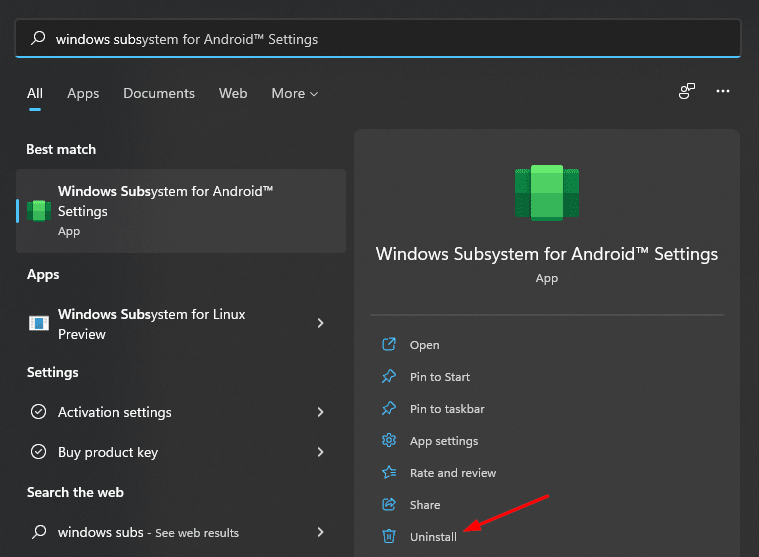 如何在Windows11上卸载适用于Android的Windows子系统(WSA)？