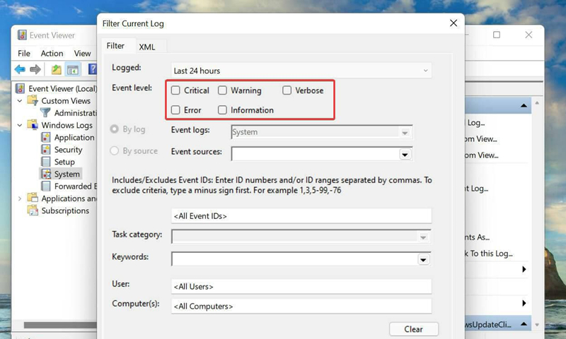 Win11如何过滤错误日志？Win11如何过滤错误日志的方法