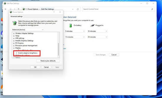 Win11如何通过控制面板关闭自适应亮度？