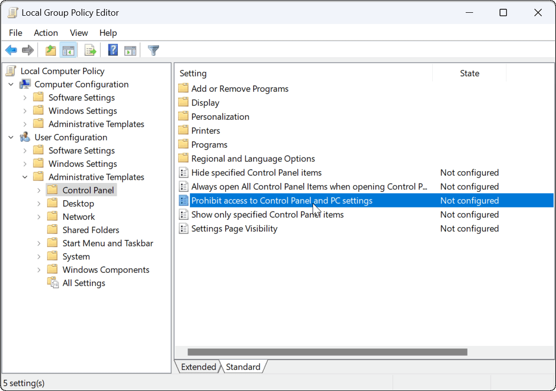 Windows 11如何阻止用户设置？
