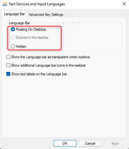 Win11如何显示/隐藏语言栏？