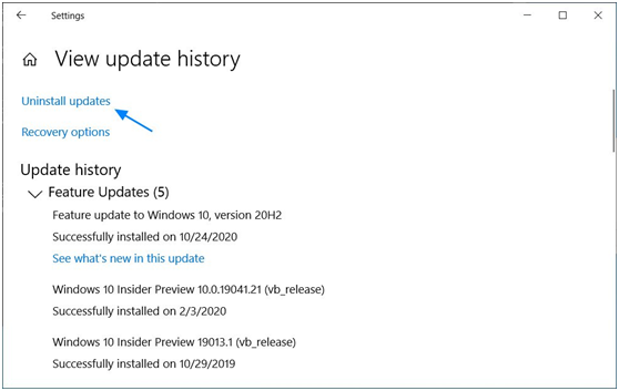 卸载Win10 20H2版本，并降级到以前的版本的操作方法