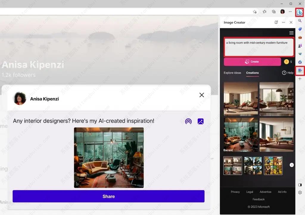 如何在Bing Chat上使用AI创建图像？