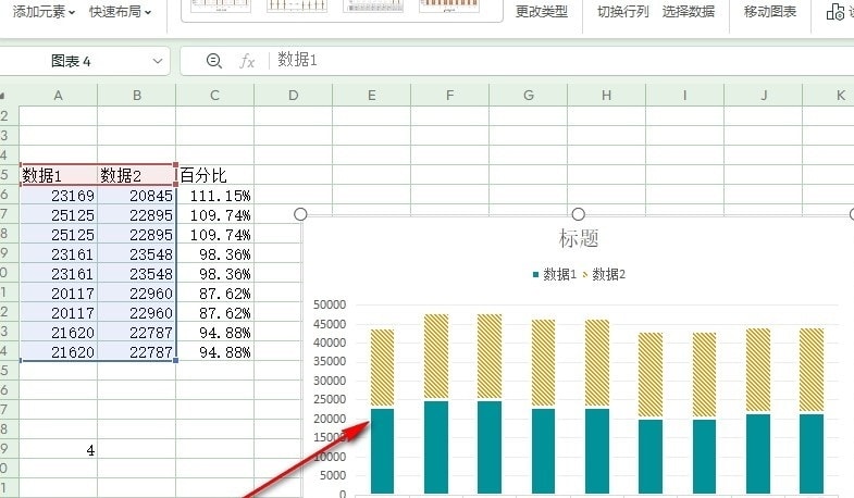 WPS如何制作数据对比图 WPS制作数据对比图的方法插图4