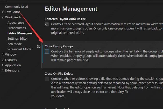 Vscode关闭空组教程