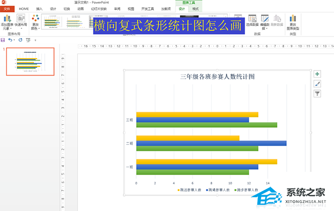 PPT如何绘制横向复式条形图？PPT画横向复式条形图的方法插图
